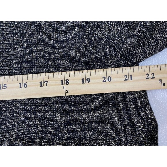 Womens M/L Gold Black Metallic Witchy Cozy Knit Open Front Cardigan Sweater VTG - Picture 6 of 13